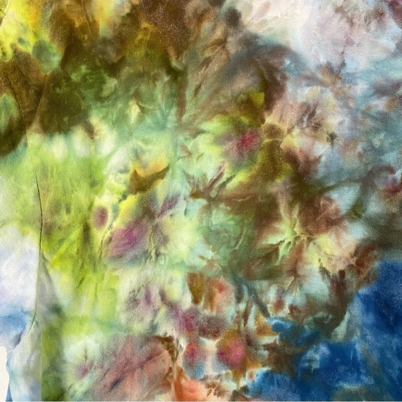 Handmade Tie Dye Tee T-Shirt Mens Large Unisex Green Blue Brown 90s Grunge Shirt - Picture 4 of 9